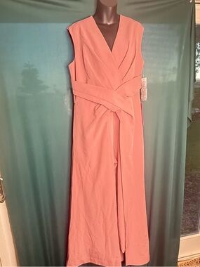 Kay Unger Blush Pink Sleeveless Wrap Maxi Dress